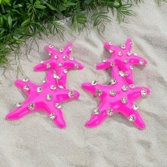 BOSTON PROPER XL RHINESTONE STARFISH EARRINGS - Picture 4 of 4